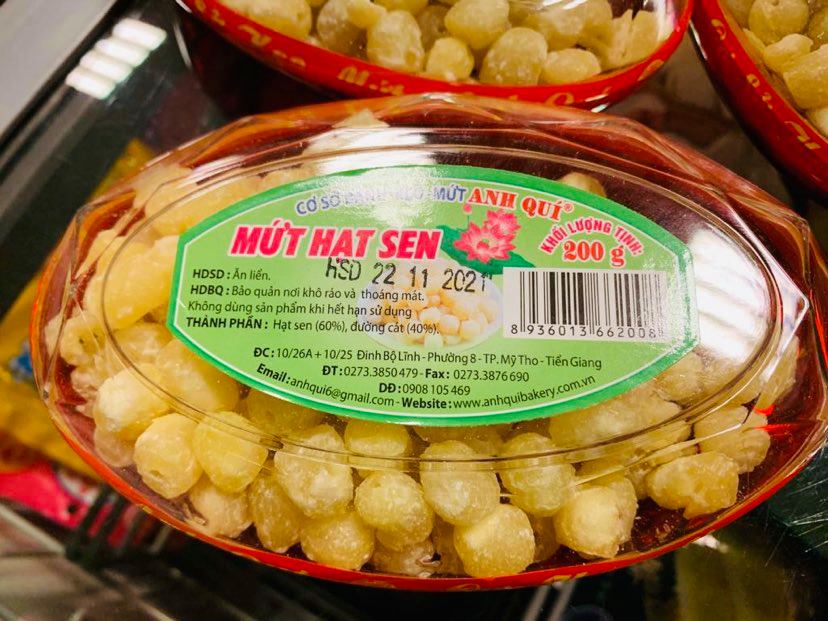 Crystallized Dried Lotus Seed/Mứt Hạt Sen Hộp 200gr - A Chau Market